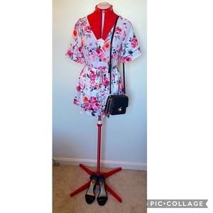 White & Pink Floral Romper